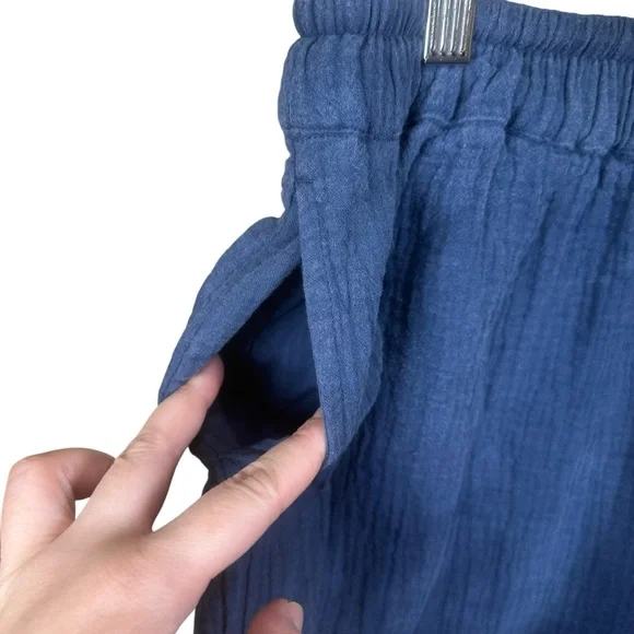 Pact Organic Cotton Double Gauze Pull-On Tapered Pant Coastal Blue Size S - Picture 9 of 9